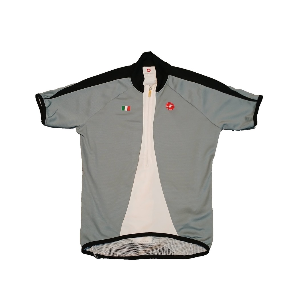 CASTELLI Womens Jersey Cycling Racing Gray White 1/4‎ Zip Size M Short Sleeve